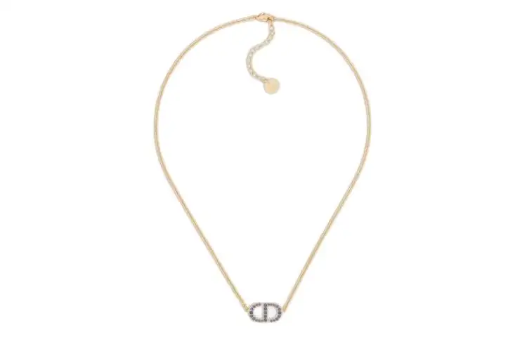 DIOR Crystal Metal Necklaces Women's Blue