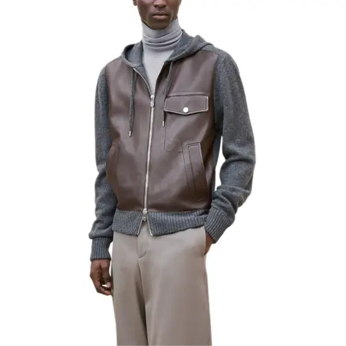HERMES Jackets & Coats Men's Charcoal Gray
