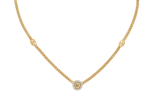 GUCCI Gg Marmont Double G Flower Necklace