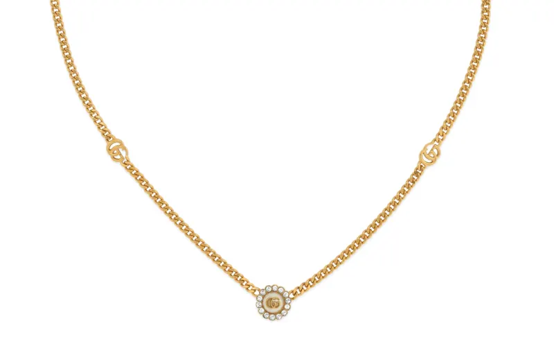 GUCCI Gg Marmont Double G Flower Necklace