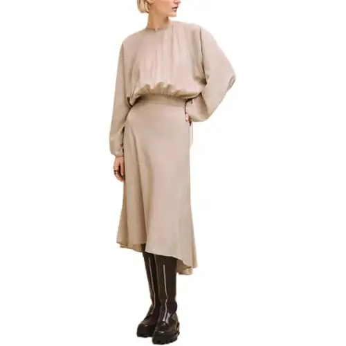 HERMES Long Sleeved Dress Women's Beige