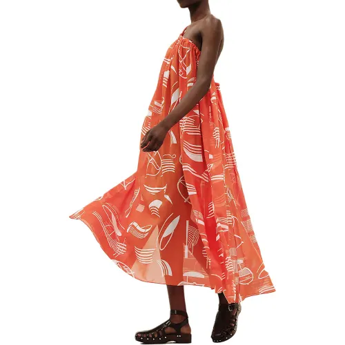 HERMES Slip Dress Women's Orange