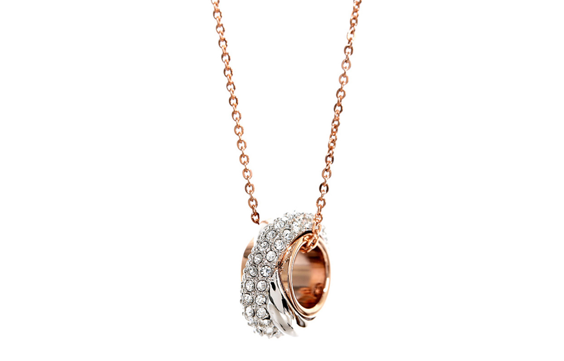 Женское колье Swarovski Wave (розовое золото)