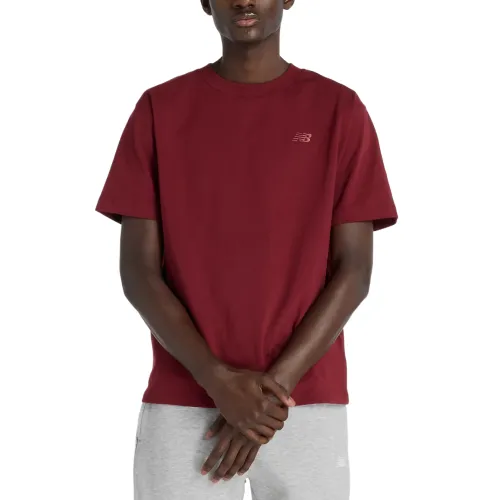 New Balance T Shirts Men's Red Crew Neck Moderate Straight Fit