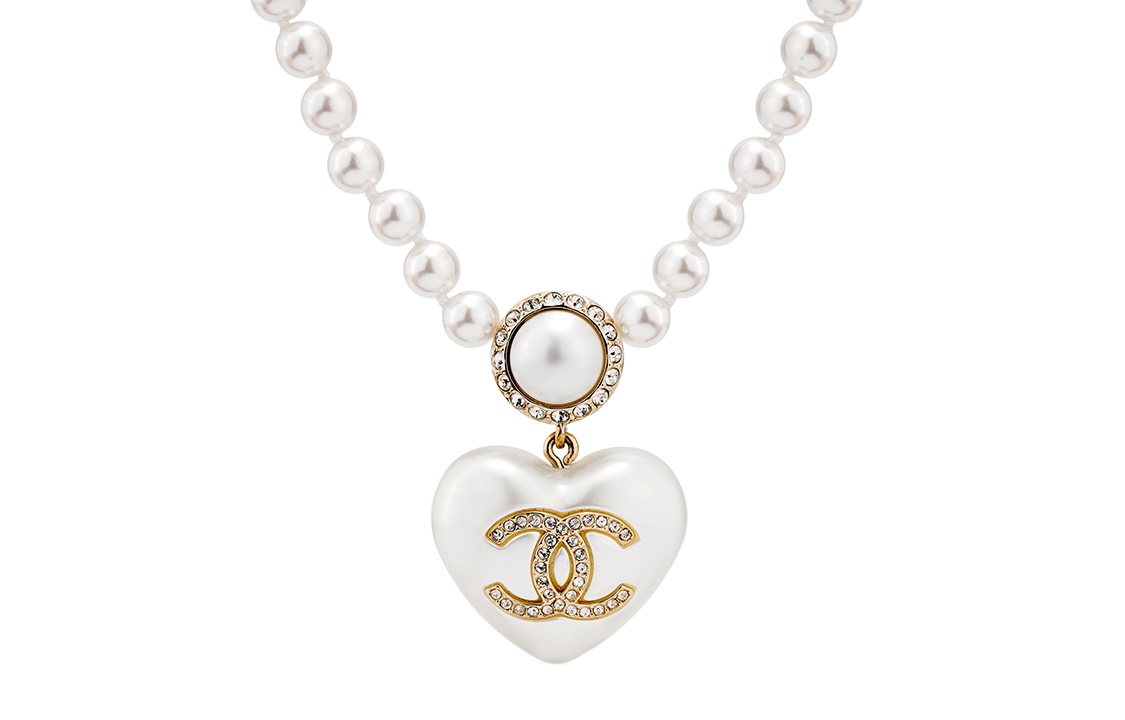 Женская подвеска Chanel Heart Pearl (белая)