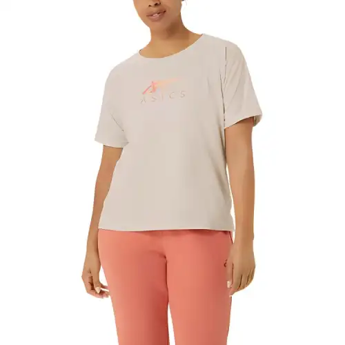 ASICS T Shirts Women's Oat Crew Neck Moderate Straight Fit