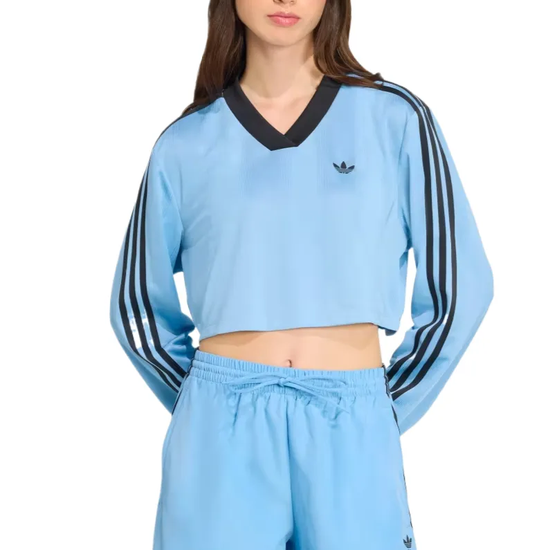 Adidas Originals Adicolor Soccer Jacquard Crop Long Sleeve Top