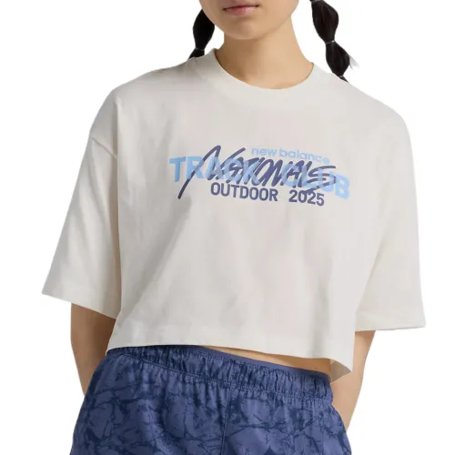 New Balance Drop Shoulder Sleeve T Shirt Women's White
