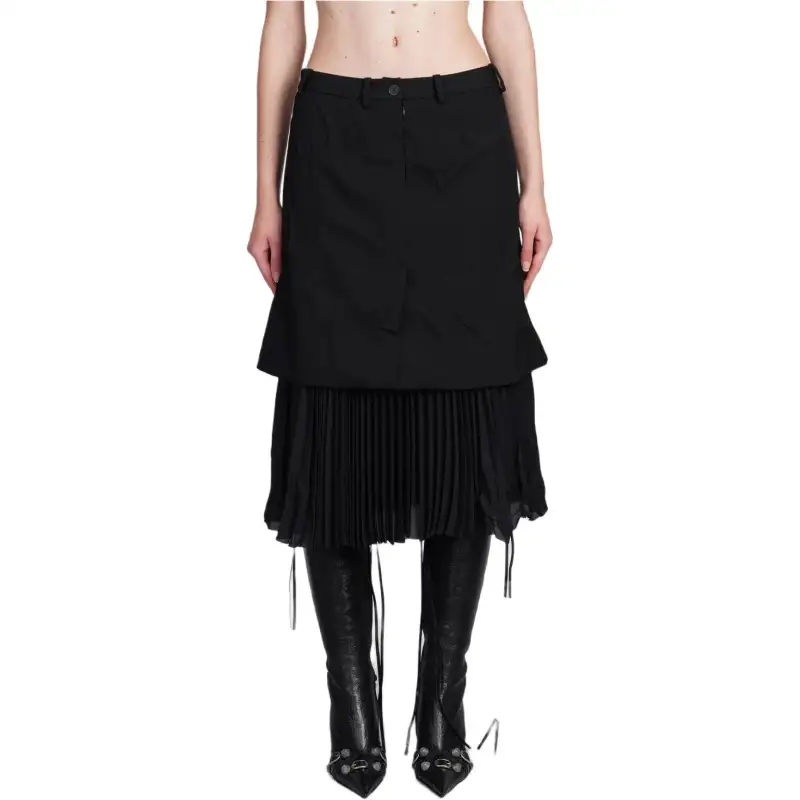 Balenciaga Pleated Layered Tailored Skirt