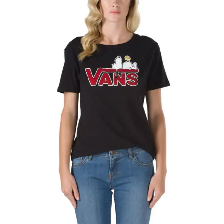 Vans T Shirts Women's Black Crew Neck Moderate