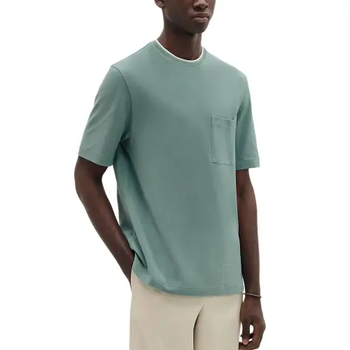 HERMES T Shirts Men's Celadon Green Crew Neck Moderate Straight Fit