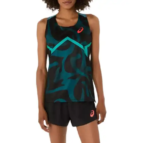 ASICS Tank Tops Women's Blue Crew Neck Thin Racerback