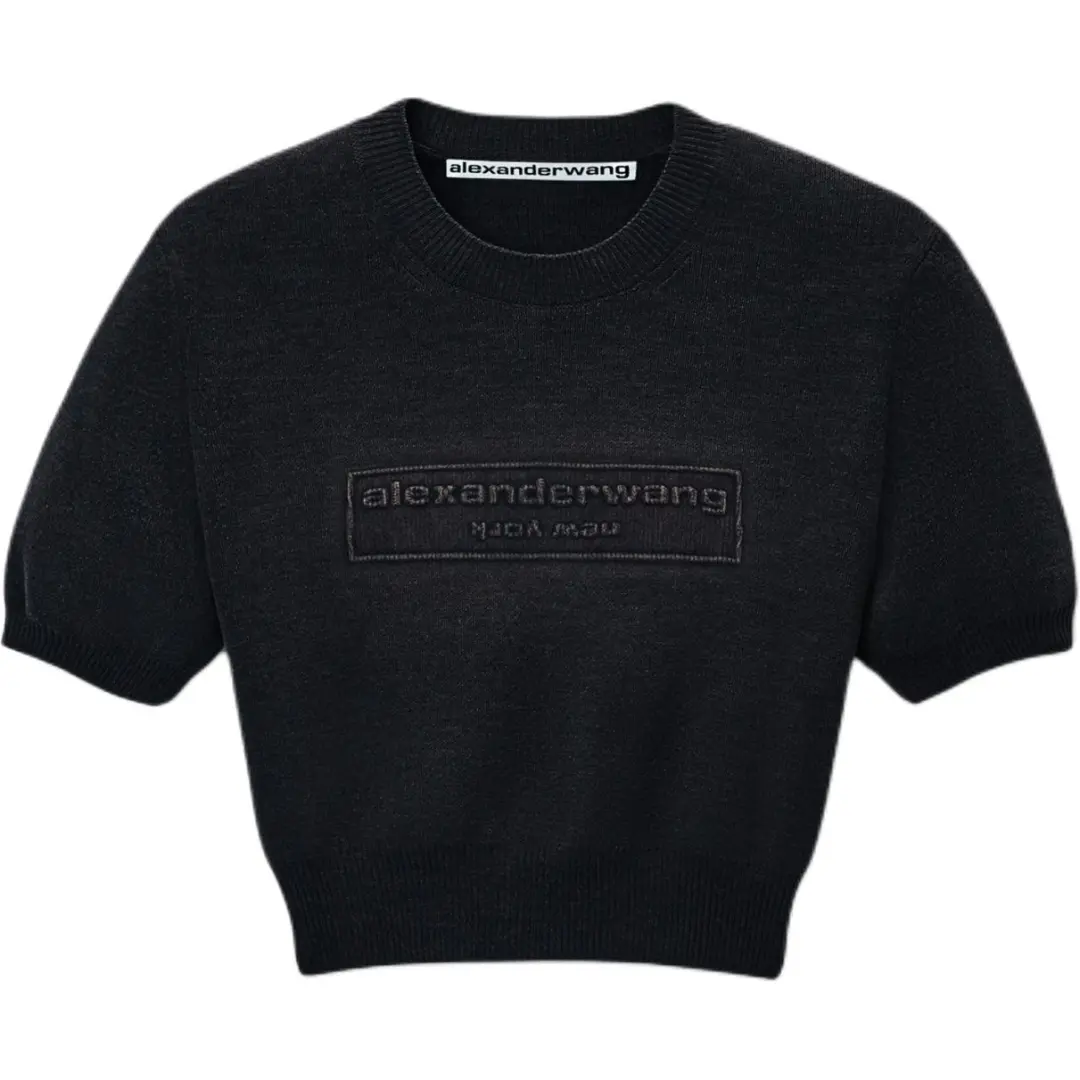 Alexander Wang logo-embossed short-sleeve knit top