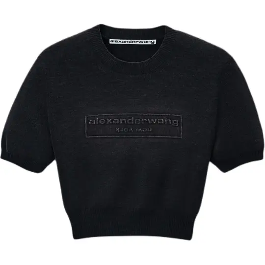Alexander Wang logo-embossed short-sleeve knit top