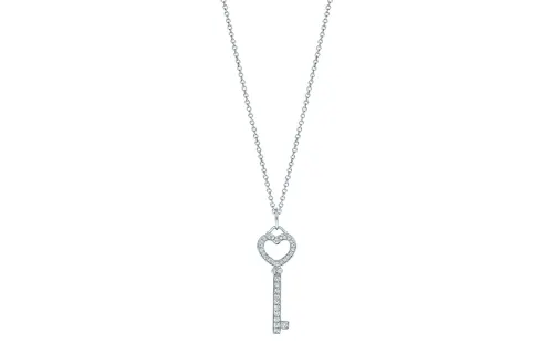 TIFFANY & CO. Tiffany, small platinum necklace heart shaped for keys