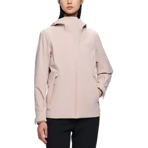 Anta Women's Outdoor Collection Waterproof, Abrasion Resistant, Thermal Windbreaker Jacket Women's Smoke Gray Pink