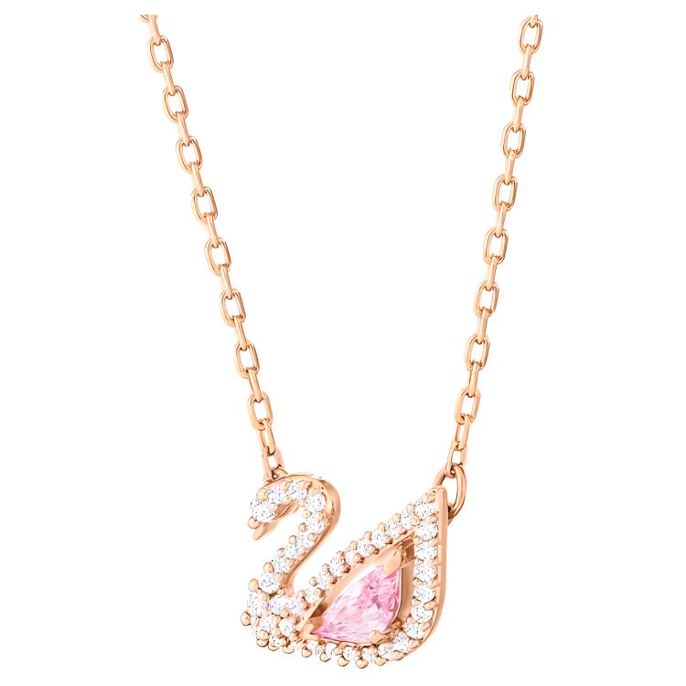 Swarovski Swarovski Dazzling Swan The Pink Swan Goddess прибывает фасон унисекс копия Хрустальный камень, ожерелье из циркона женский Наложенная роза золотой