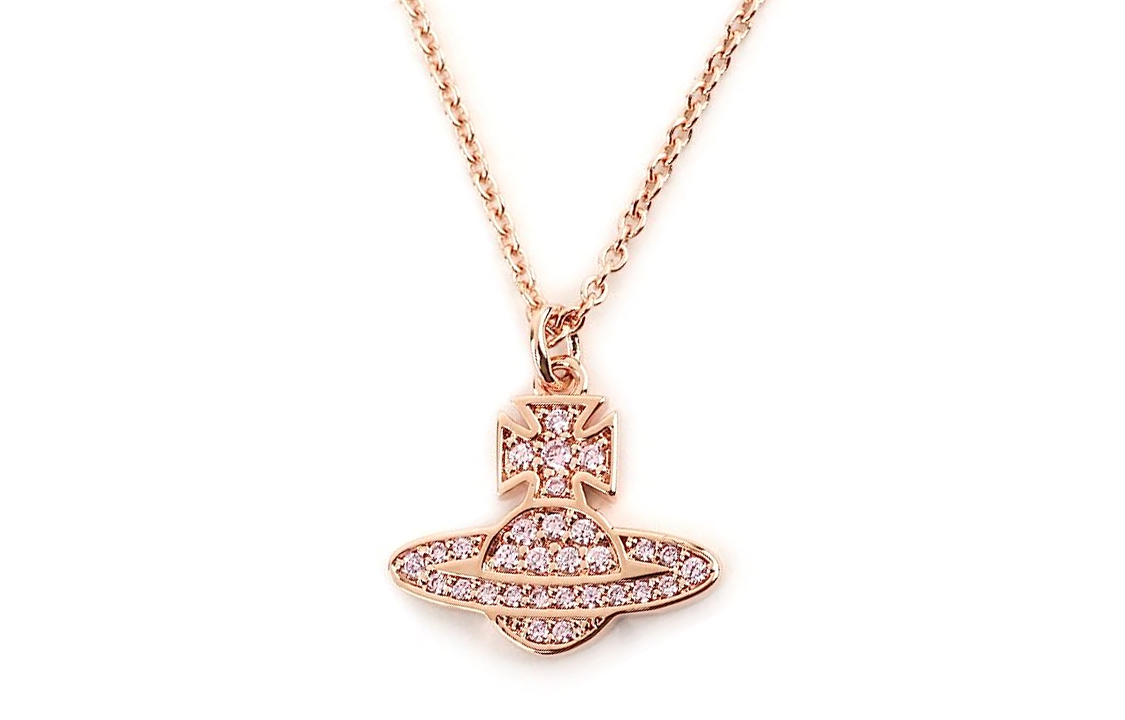 Vivienne Westwood Brass pendant, golden necklace, print, pink gold