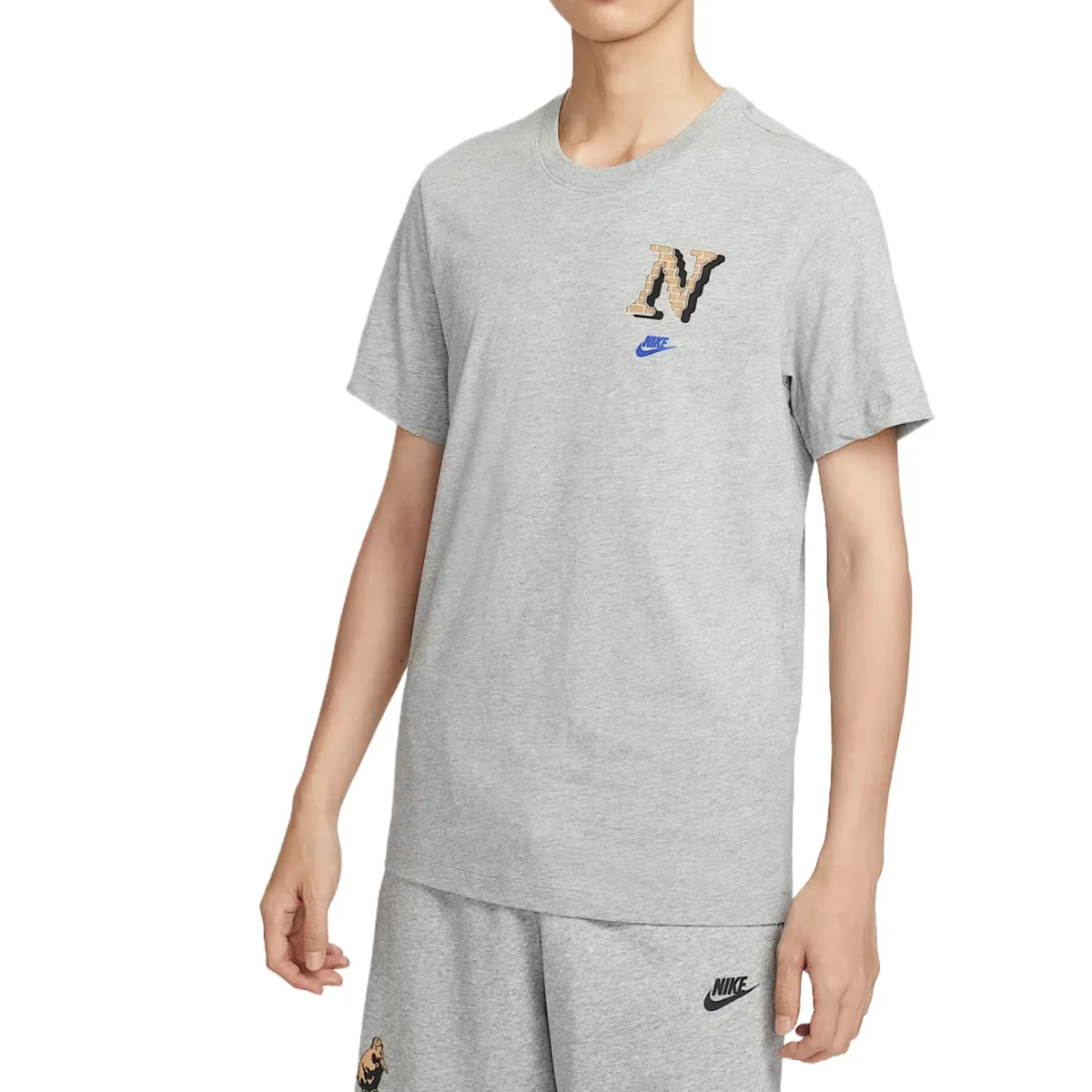 Nike T-Shirts Men's Dark Gray Crew Neck Moderate Straight Fit