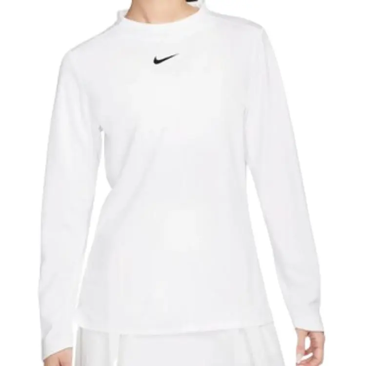 Nike T-Shirts Women's White Turtleneck Moderate Straight Fit
