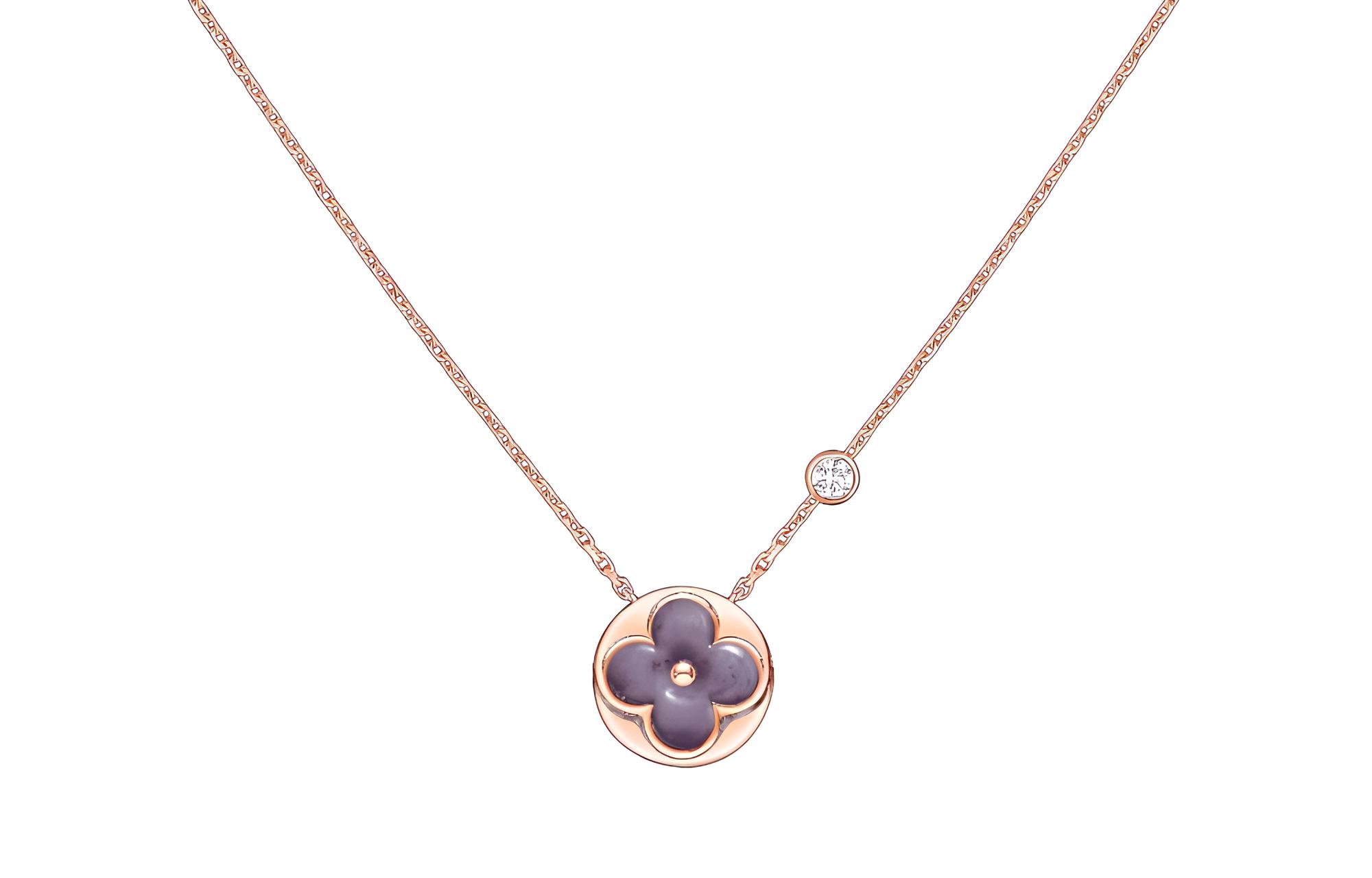LOUIS VUITTON Geometric golden diamond necklace for men and women, 18 carat, pink gold, for beloved