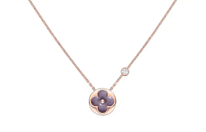 LOUIS VUITTON 18K Rose Gold, Diamond, Emerald Necklaces Unisex Rose Gold