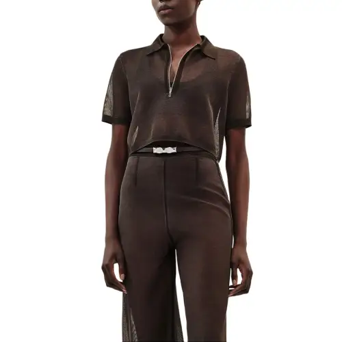 HERMES Polo Shirt Women's Ebony Brown