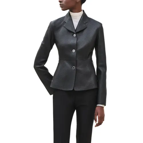 HERMES FW24 Leather Jacket Women's Black
