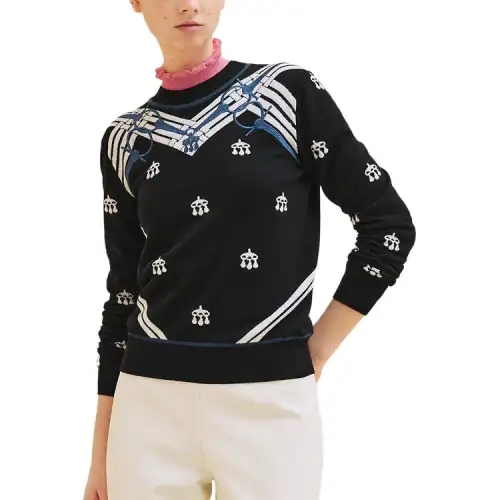 HERMES Sweaters Women's Black Crew Neck Moderate Other