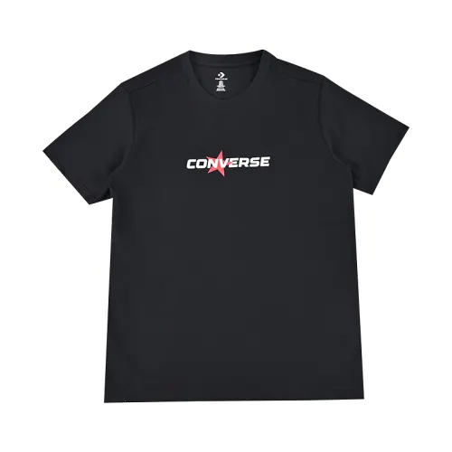 Converse T Shirts Men's Black Crew Neck Moderate