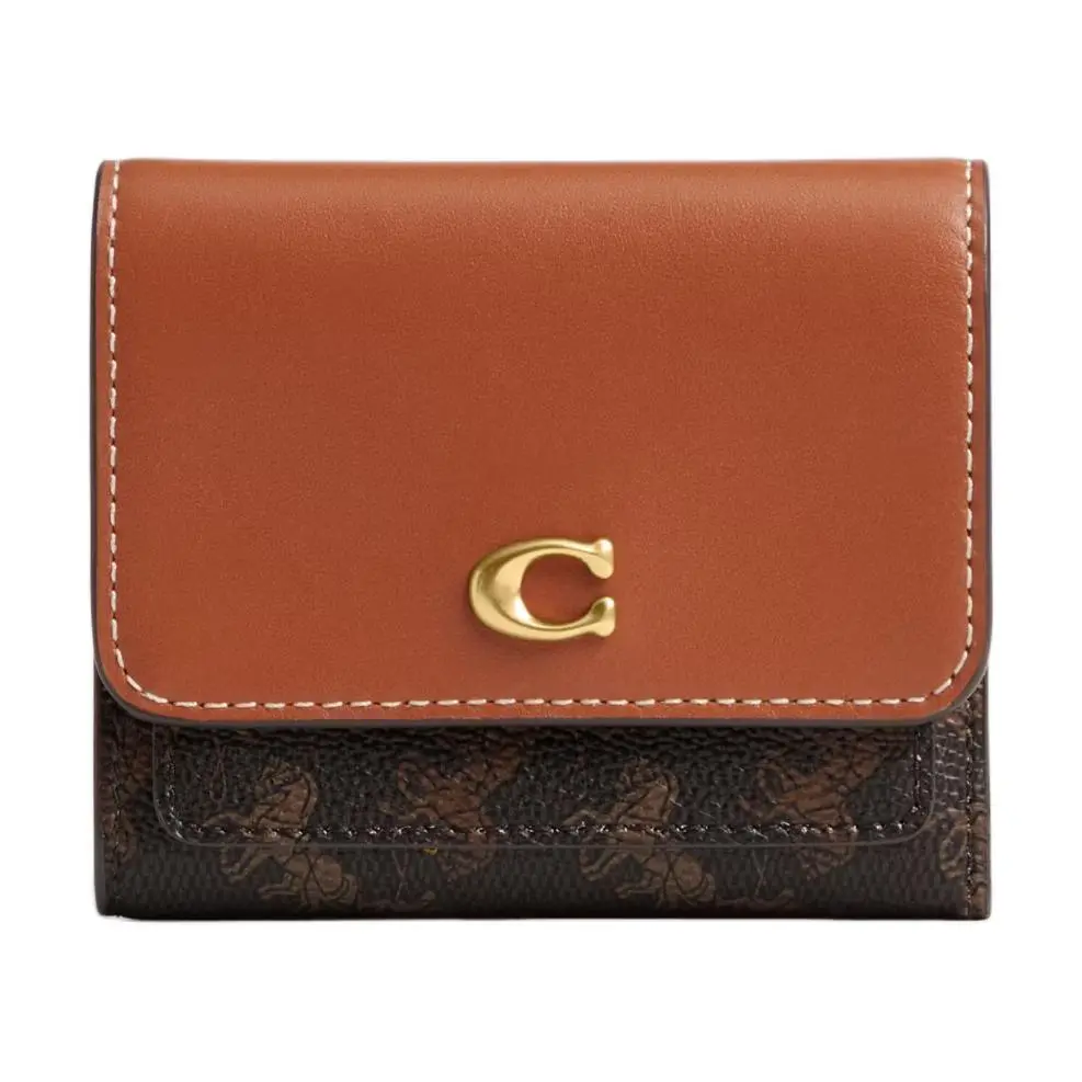 COACH Artificial Leather With Cow Leather Wallet Regular Unisex Black & Brown