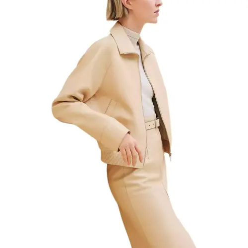 HERMES FW24 Leather Jacket Women's Beige