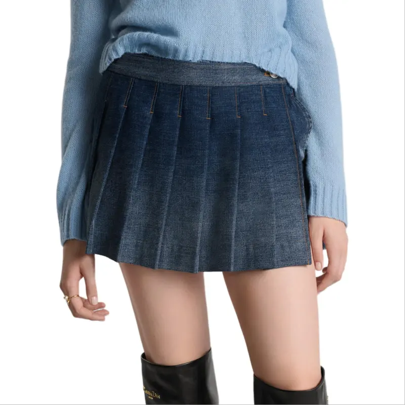 Christian DIOR Pleated Denim Skirt