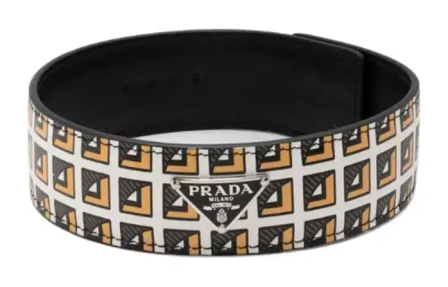PRADA Printed Leather Logo plaque Choker