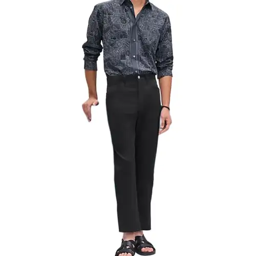 HERMES Jeans Men's Black Moderate Straight Fit Pants