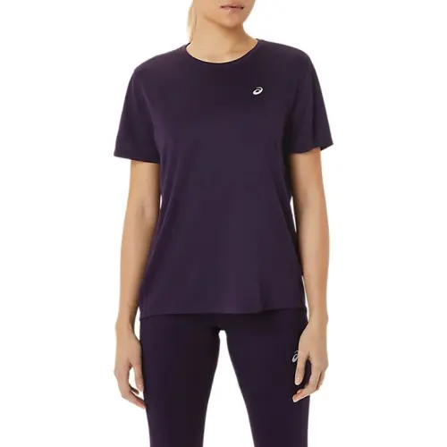 ASICS T Shirts Women's Purple Crew Neck Moderate Straight Fit