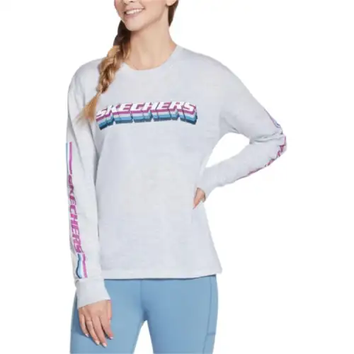 Skechers Drop Shoulder Sleeve T Shirt Women's Light Gray