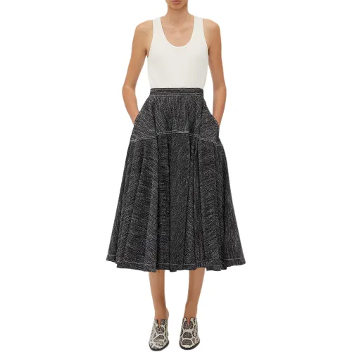 Bottega Veneta SS25 Casual Long Skirt Women's Black White
