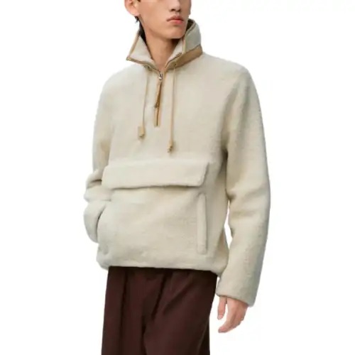 LOEWE Shearling Windproof Jacket Jackets & Coats Men's Light White