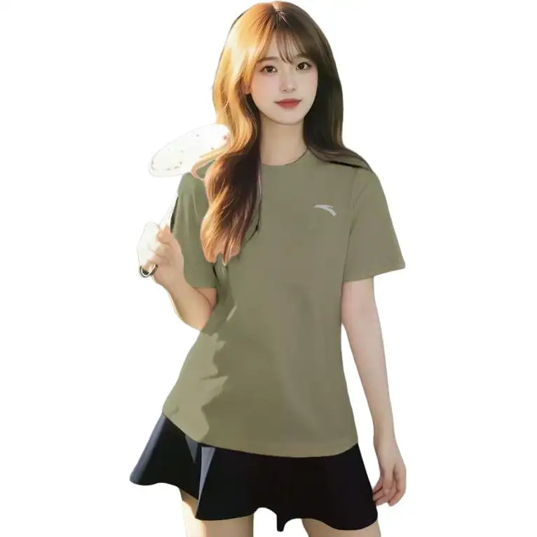 ANTA T Shirts Women's Alga Green Crew Neck Thin Other