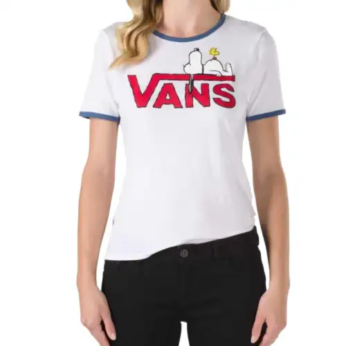 Vans T Shirts Women's White Crew Neck Moderate Straight Fit