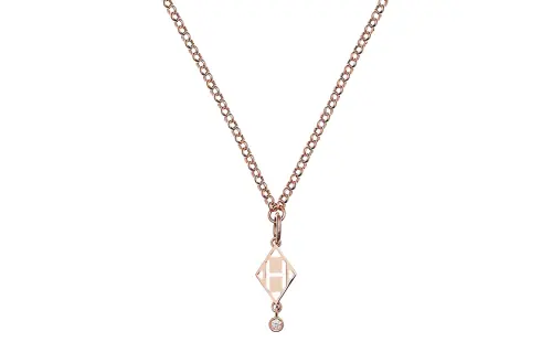 HERMES Ex Libris Karat Gold Necklaces Women's Rose Gold