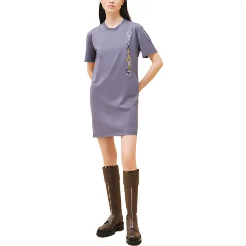 HERMES Short Sleeved Dress Women's Cloud Gray