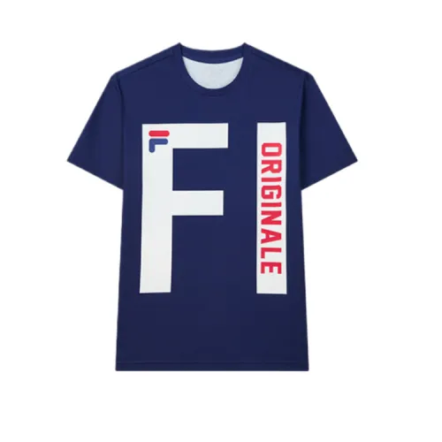 FILA ORIGINALE T Shirts Men's Glamor Purple Blue Crew Neck