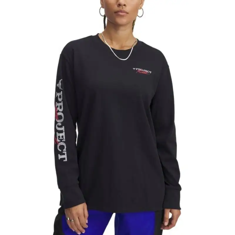 Under Armour ProjectRock Drop Shoulder Sleeve T Shirt Women's Black