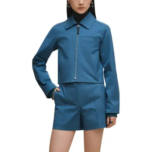 HERMES Jackets Women's Blue Lapel Moderate Other