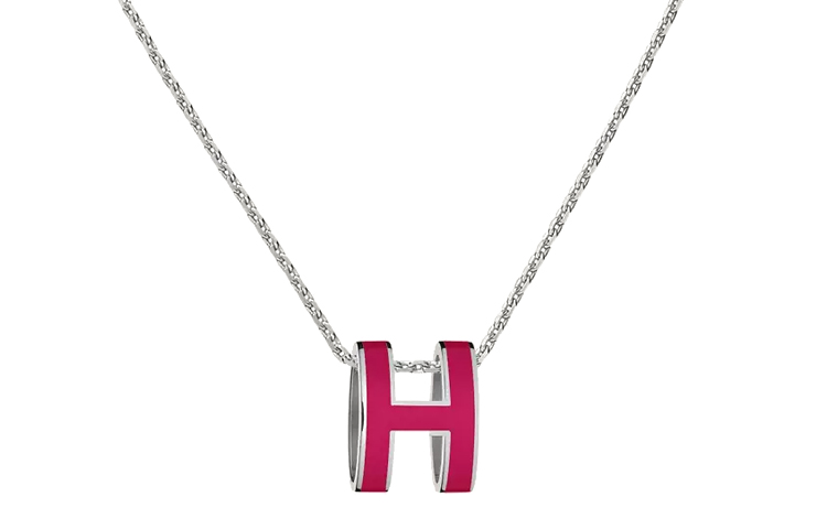 HERMES POP H Palladium Plated Color, Lacquered Finish Necklaces Women's Silver Chain