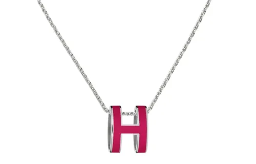 HERMES POP H Palladium Plated Color, Lacquered Finish Necklaces Women's Silver Chain