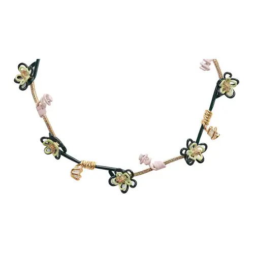 Bottega Veneta 18K Gold Necklaces Women's Black / Dark Green