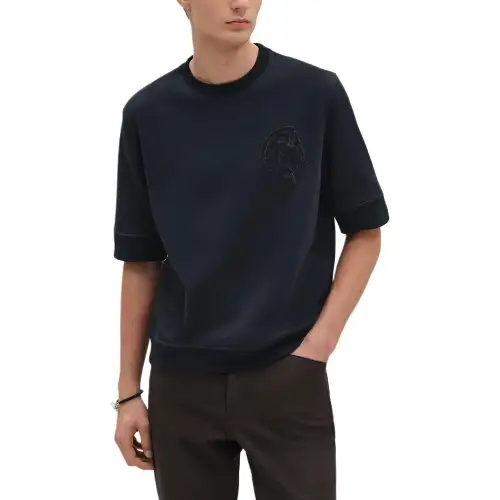 HERMES FW25 T Shirt Men's Marine Blue